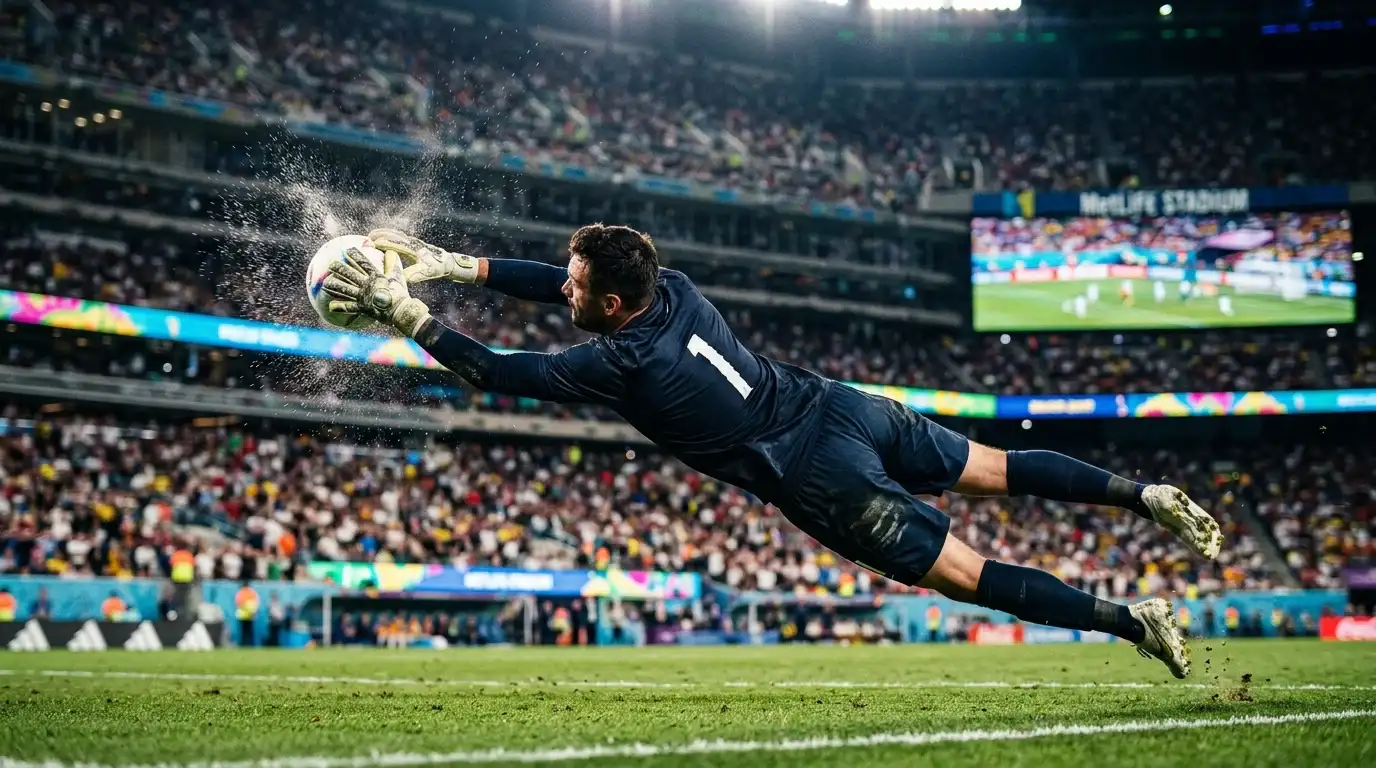 Le gardien argentin repousse une frappe lors de la finale de la Coupe du Monde 2026